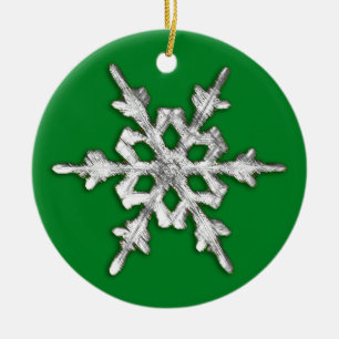 Iridescent Snowflake på Gräs Grönt Julgransprydnad Keramik