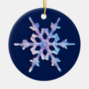 Iridescent Snowflake på Mörk blått Julgransprydnad Keramik
