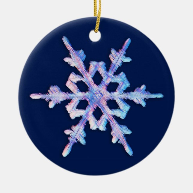 Iridescent Snowflake på Mörk blått Julgransprydnad Keramik (Framsidan)
