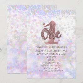 Iridescent Sparkle One 1-års födelsedagsinbjudning Inbjudningar