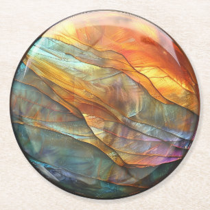 Iridescent Sten Lagrar Marble Granite Underlägg Papper Rund