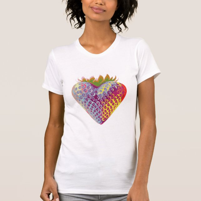 Iridescent Strawberry Heart T Shirt (Framsida)