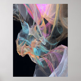 Iridescent Thread Vortex Teal Magenta Glow Poster