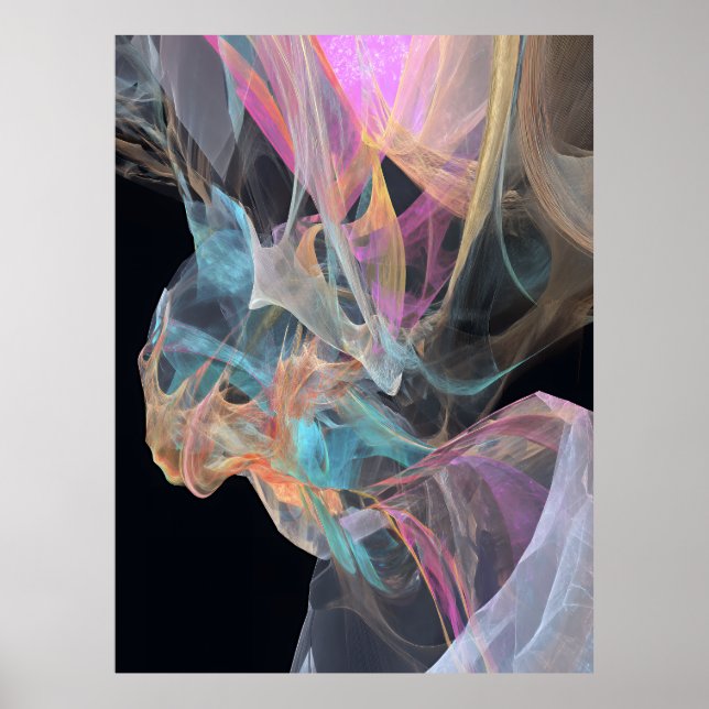Iridescent Thread Vortex Teal Magenta Glow Poster (Framsidan)