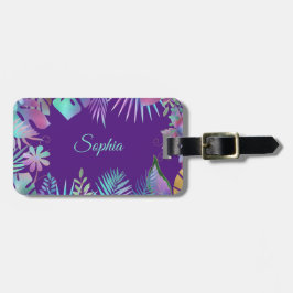 Iridescent Tropical Löv, Teal Namn på Lila Bagagebricka