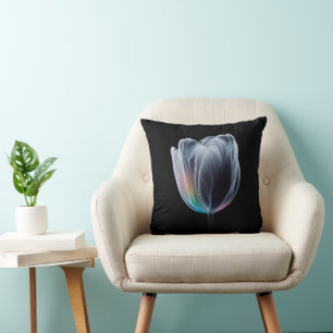 Iridescent Tulip on Black Kudde