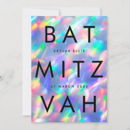 Iridescent Ultra Modern bat mitzvah QR CODE-OSA Inbjudningar