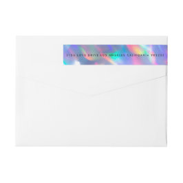 Iridescent Ultra Modern Monogram Bröllop Etikettband