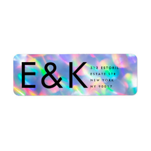 Iridescent Ultra Modern Monogram Bröllop Returadress Etikett