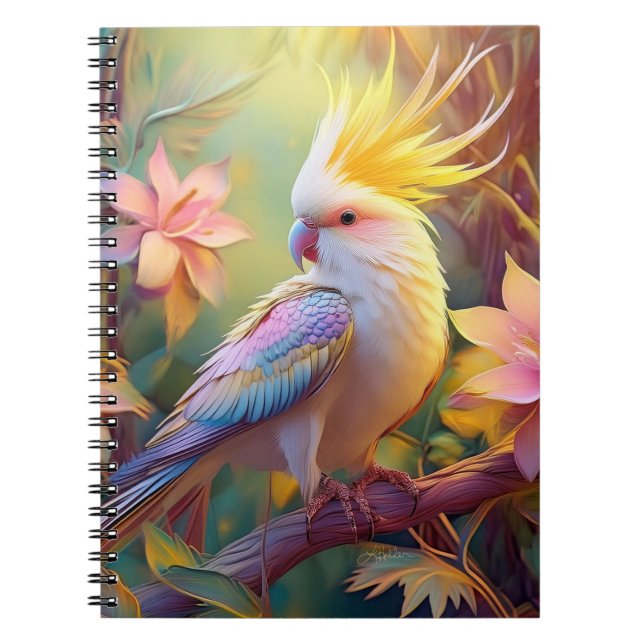 Iridescent Vinge Cockatiel Fantasy Bird Anteckningsbok (Framsidan)