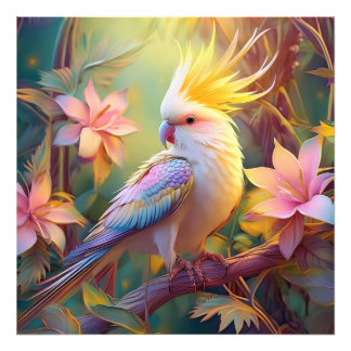 Iridescent Vinge Cockatiel Fantasy Bird Fototryck
