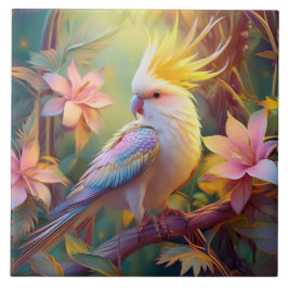 Iridescent Vinge Cockatiel Fantasy Bird Kakelplatta