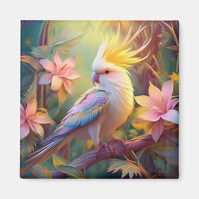 Iridescent Vinge Cockatiel Fantasy Bird Magnet (Framsidan)