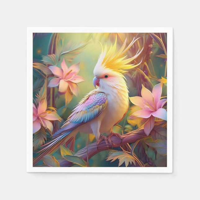 Iridescent Vinge Cockatiel Fantasy Bird Pappersservett (Framsidan)