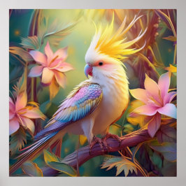 Iridescent Vinge Cockatiel Fantasy Bird Poster