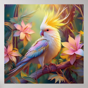 Iridescent Vinge Cockatiel Fantasy Bird Poster