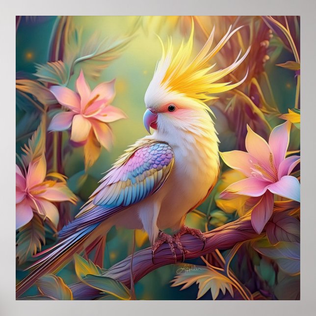 Iridescent Vinge Cockatiel Fantasy Bird Poster (Framsidan)