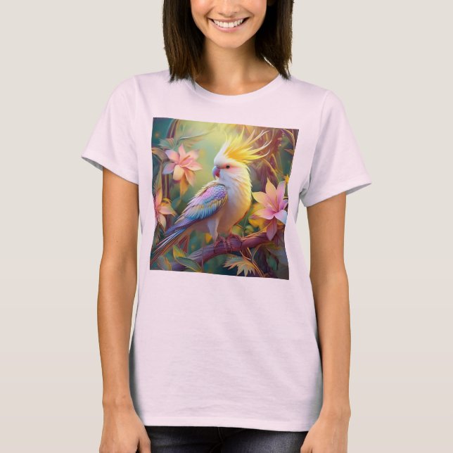 Iridescent Vinge Cockatiel Fantasy Bird T Shirt (Framsida)