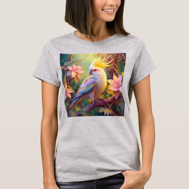 Iridescent Vinge Cockatiel Fantasy Bird T Shirt (Framsida)
