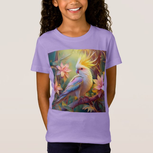 Iridescent Vinge Cockatiel Fantasy Bird T Shirt (Framsida)
