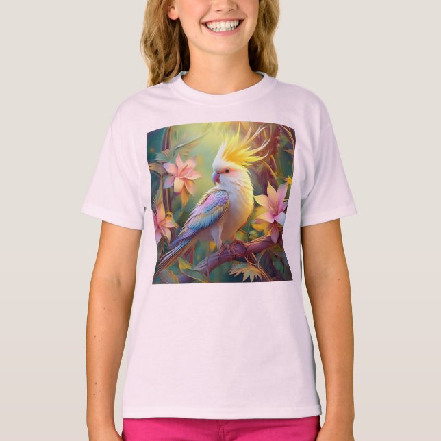 Iridescent Vinge Cockatiel Fantasy Bird T Shirt (Framsida)