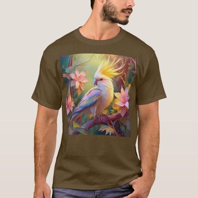 Iridescent Vinge Cockatiel Fantasy Bird T Shirt (Framsida)