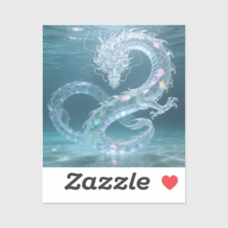 Iridescent Water Dragon Art Fantasy Dragon Design  Klistermärken