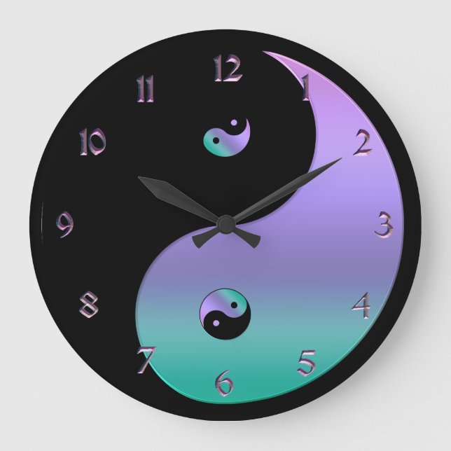 Iridescent Yin Yang Clock Stor Klocka (Framsida)