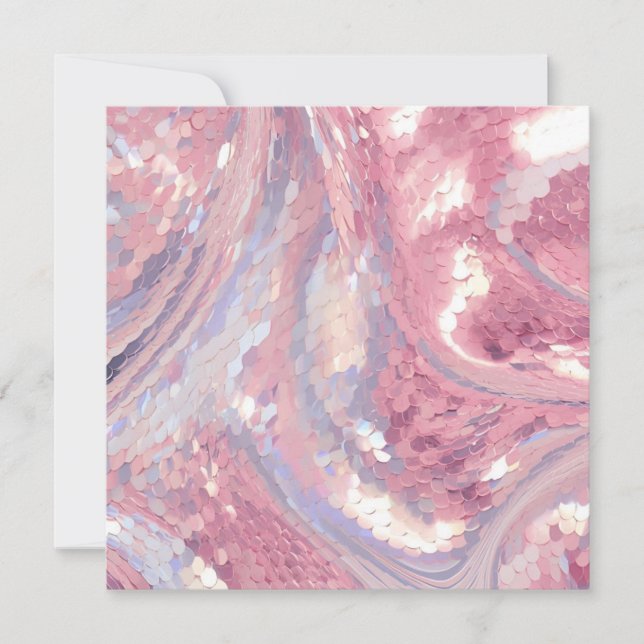 Iridesecent Pink and Purple Sequin Inbjudningar (Framsida)