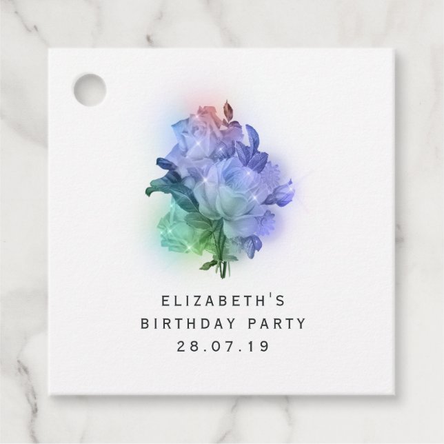 Iridiscent Lila Ro och Snöre Gåvor Etiketter (Framsida)