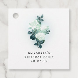 Iridiscent Vit ros och Grönt Snöre Gåvor Etiketter