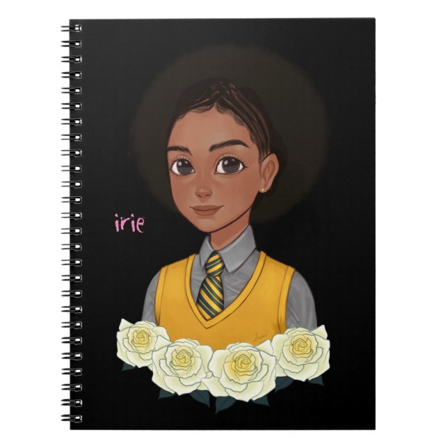Irie Jamaican Black schoolgirl med naturligt hår Anteckningsbok (Framsidan)