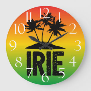 IRIE Jamaican Rastafarian Sunset och Handflatan Tr Stor Klocka