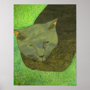 Irina katten på gräset av Julia Hanna Poster
