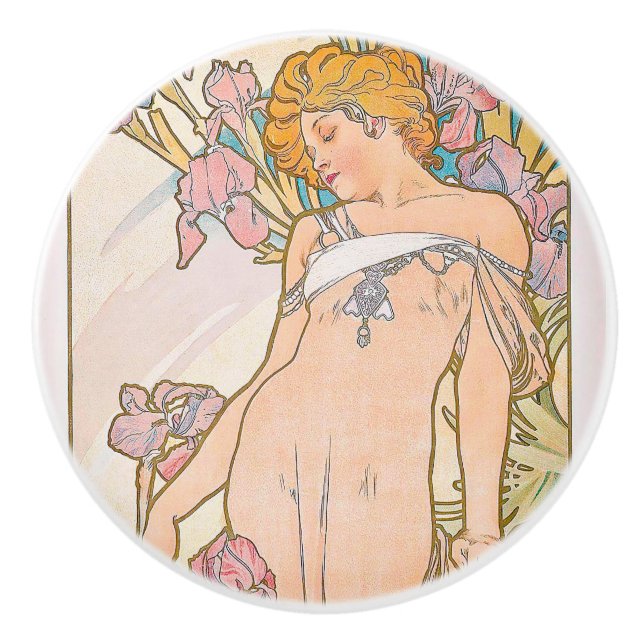 Iris (1897) av Alphonse Mucha Knopp (Framsidan)