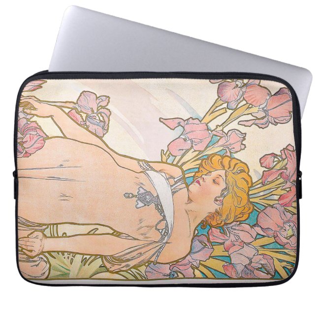 Iris (1897) av Alphonse Mucha Laptop Fodral (Framsidan)