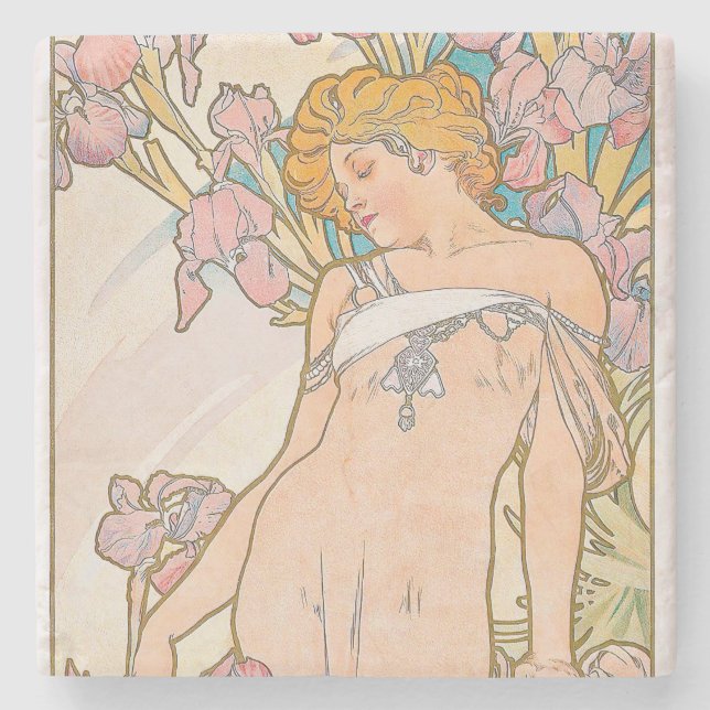 Iris (1897) av Alphonse Mucha Stenunderlägg (Framsidan)