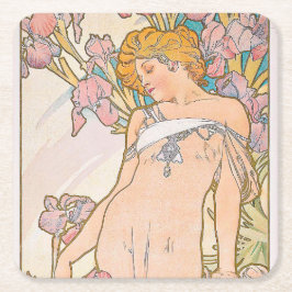 Iris (1897) av Alphonse Mucha Underlägg Papper Kvadrat