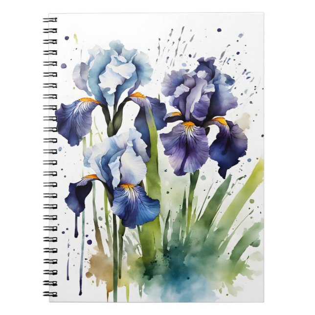 Iris - Akvarellblommor Anteckningsbok (Framsidan)