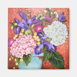 "Iris and Friends" Fin Art Blommigt Square Magnet