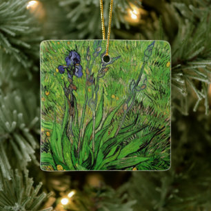 Iris av Vincent van Gogh, Vintage Garden Fine Art Julgransprydnad Keramik