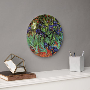 Iris av Vincent van Gogh, Vintage Trädgårdskonst Stor Klocka