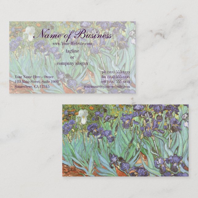 Iris av Vincent van Gogh Visitkort (Fram/baksida)