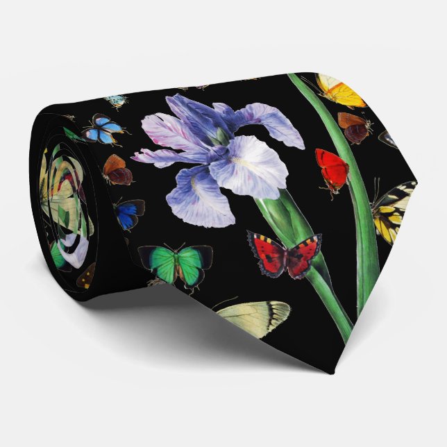 IRIS BLAND Blommigten FÄRGBUTTERFLIES Black Slips (Rullad)