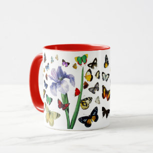 IRIS BLAND FÄRGBUTTERFLIES Vit Blommigt Mugg