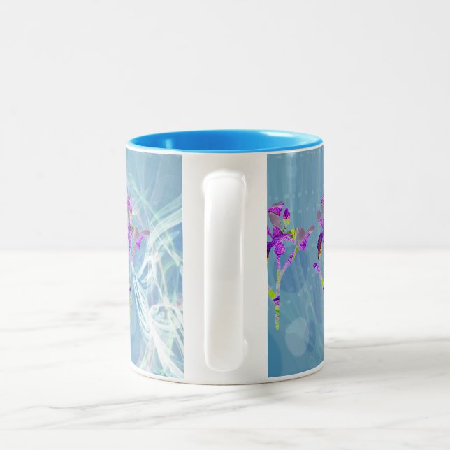 Iris (blått frö) ~ Blommigt Coffee Mugg (Handtag)