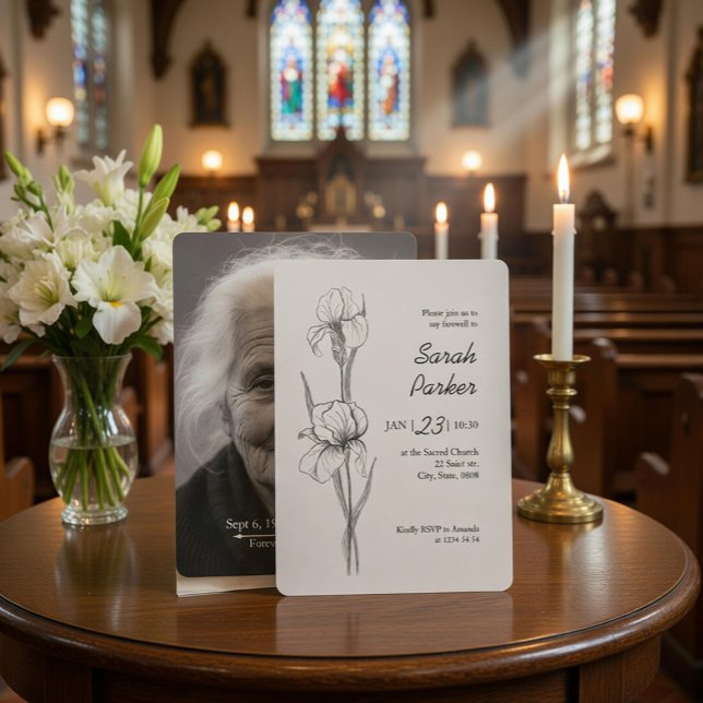 Iris Blomma Livets Firande Minneskort Inbjudningar (Skapare uppladdad)