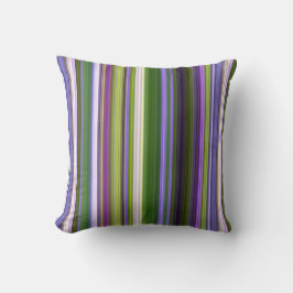 Iris Blommars Lila och Grönt Rand Kudde