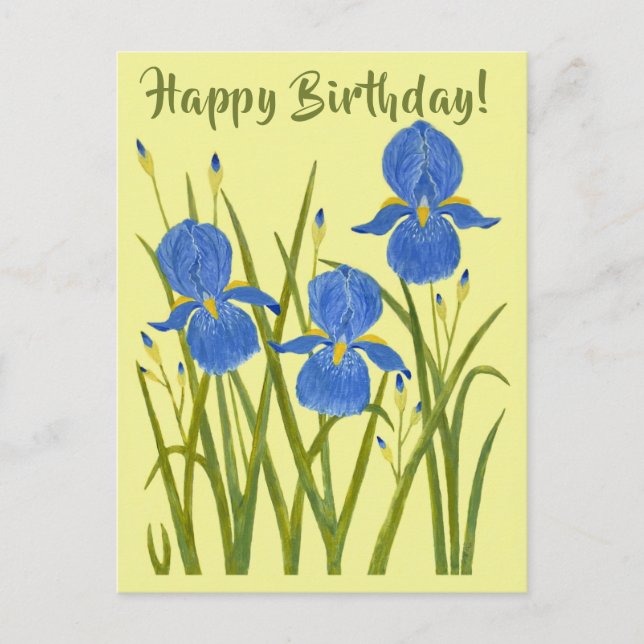 Iris Blommor Födelsedags vykort (Framsida)