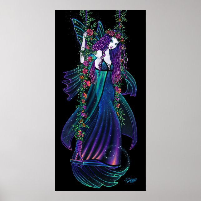 Iris Bohemian Fairy Swing Flower Child Hippie Art Poster (Framsidan)